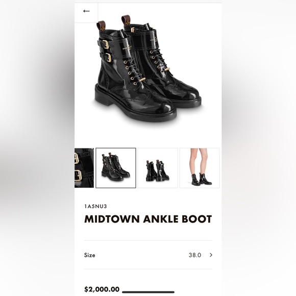 Louis Vuitton Black Glazed Calfskin Midtown Ankle Boots SIZE 39 - Picture 7 of 7